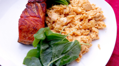 Keto Fried Salmon with Scrambled Eggs