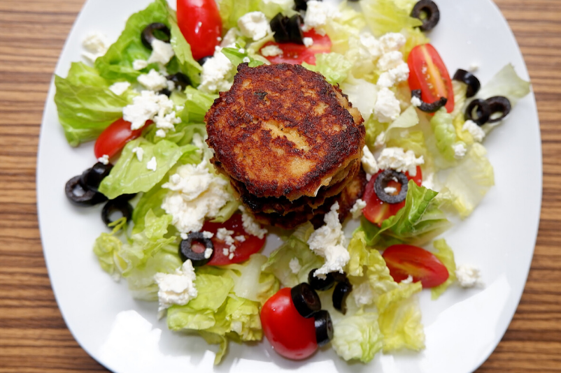 Keto Crab Cakes and Feta Cheese Salad