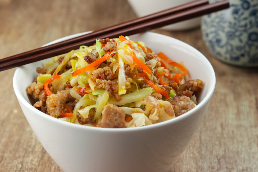 Keto Chili Blackbean Pork Cabbage Stir-Fry